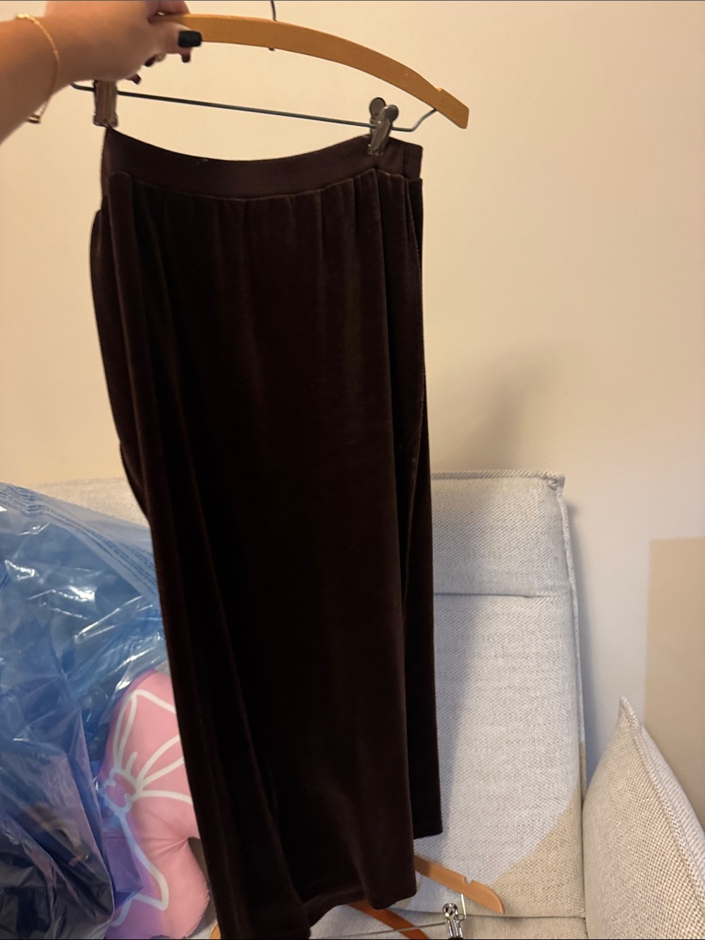Sonia Rykiel Paris Brown Velvet Maxi Skirt set with top